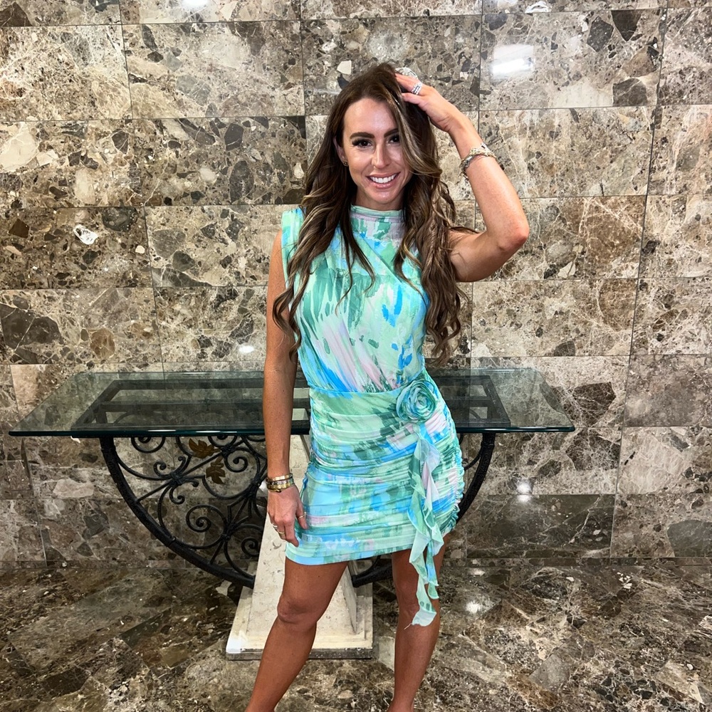 Elegant Green and Blue Women's Dress